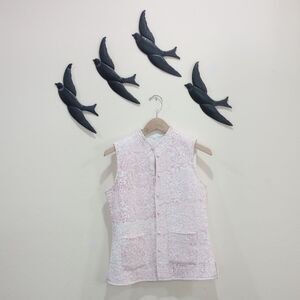 Vintage Handmade Quilted Cotton Reversible Vest - L